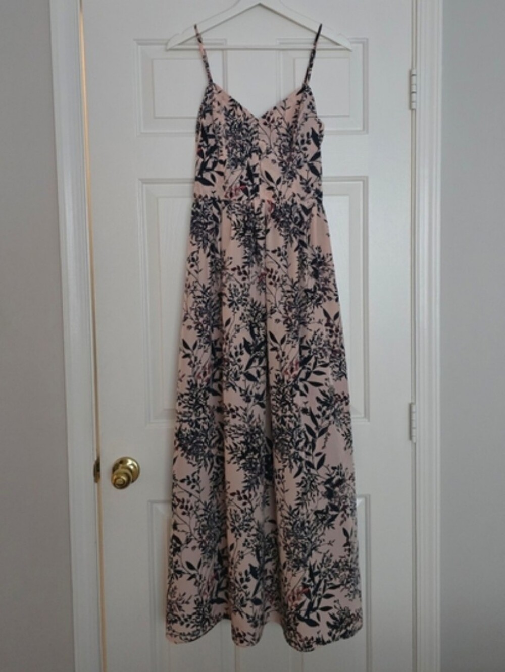 PARKER Blush withDark  Green Botanical Print Maxi Dress